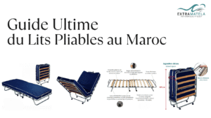 Lits Pliables au Maroc Lit pliable fermé + ouvert (ALT : lit pliable au Maroc pour petit studio, modèle 80×190 avec roulettes