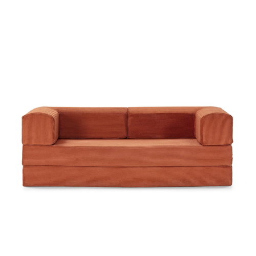 Canapé lit copper brown élégant et convertible pour salon chaleureux